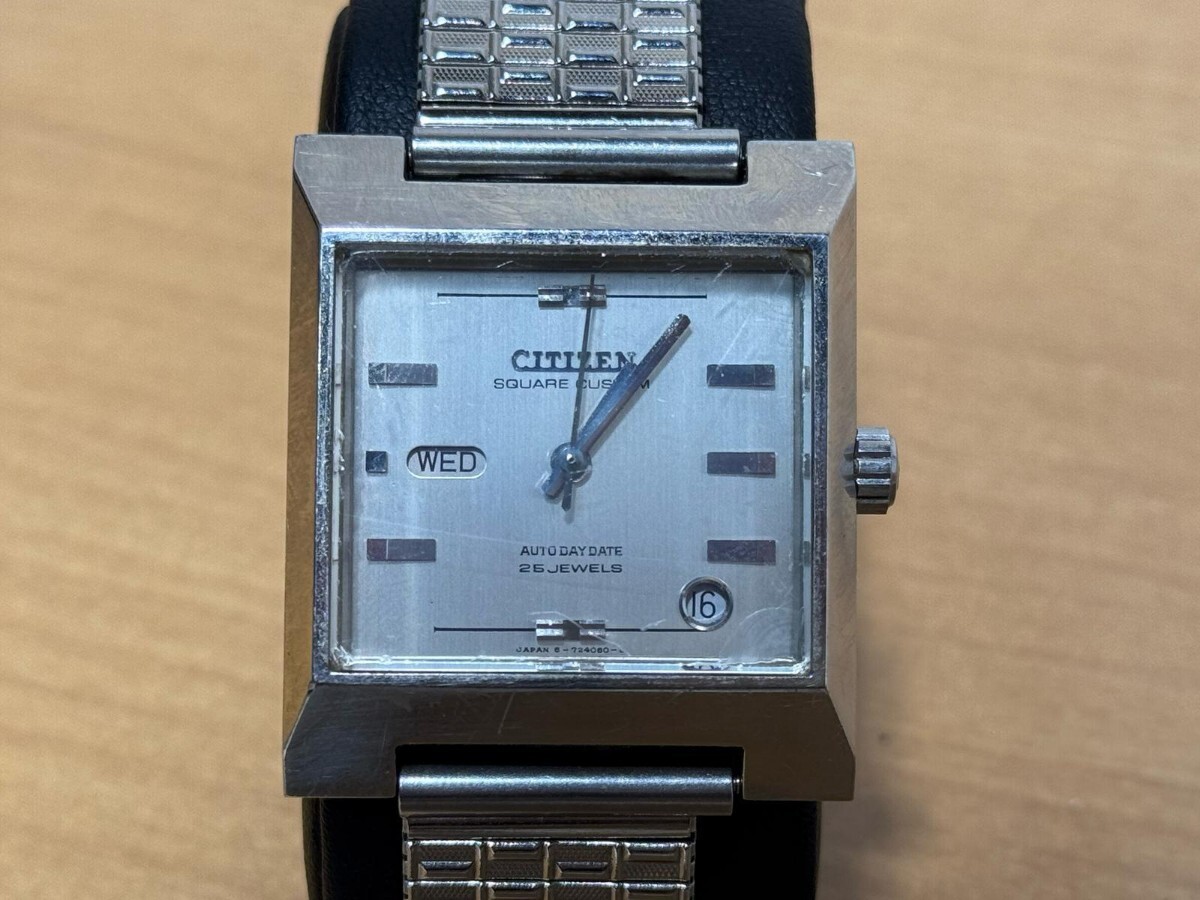 稼働 美品 CITIZEN CQ メンズ腕時計 シチズン クォーツ スクエア