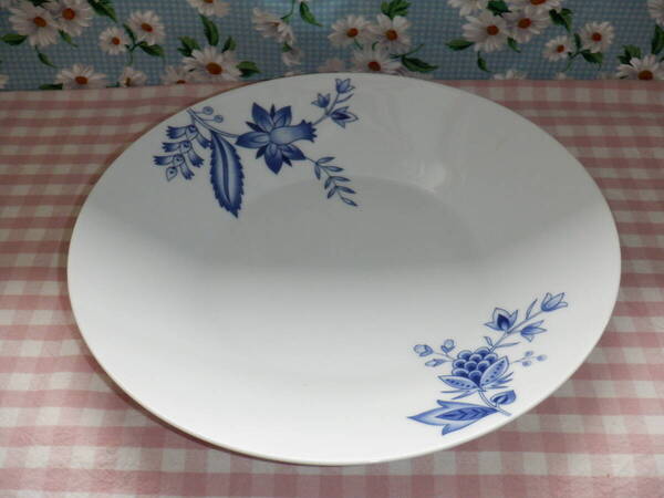 E3 NORITAKE『ノリタケ(BLUE SORRENTINO)★青色の花柄模様のディーププレート~直径27.5cm』~箱付き