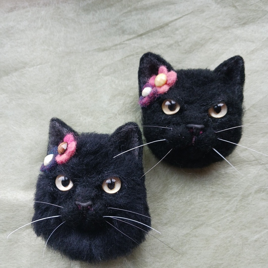 Yahoo!オークション -「黒猫」(羊毛フェルト) (ぬいぐるみ)の Yahoo!オークション -「黒猫」(羊毛フェルト) (ぬいぐるみ)の
