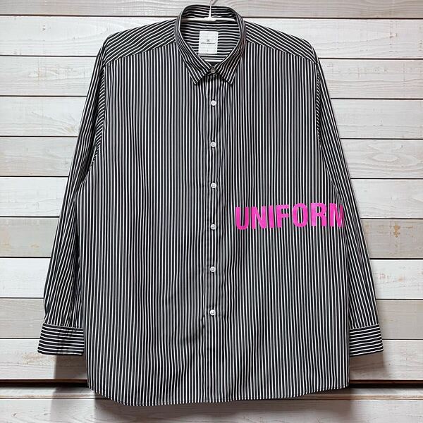 SIZE 3 UNIFORM EXPERIMENT UE STRIPE SHIRT BLACK WHITE ユニフォームエクスペリメント ストライプ シャツ ブラック ホワイト