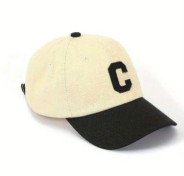 【レターキャップ 】帽子●Cベージュ×(ツバ)黒★新品★男女兼用★ ツートンキャップ