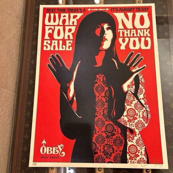 貴重 OBEY Shepard Fairey オベイ シェパードフェアリー シルクスクリーン WAR FOR SALE NO THANK YOU 検 banksy バンクシー kaws カウズ