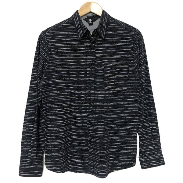 【良品】VOLCOM ボルコム 長袖シャツ US/EU Sサイズ 黒×ライトグレー