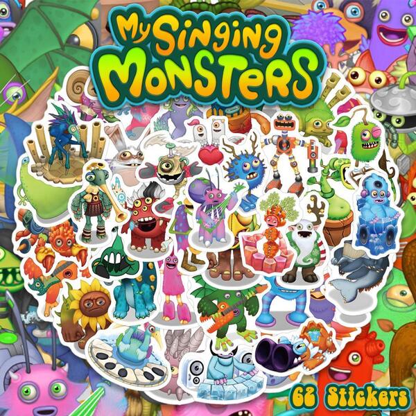 My Singing Monsters ステッカー 62枚セット PVC 防水 シール マイシンギングモンスターズ オンライン 育成 ゲーム アニメ