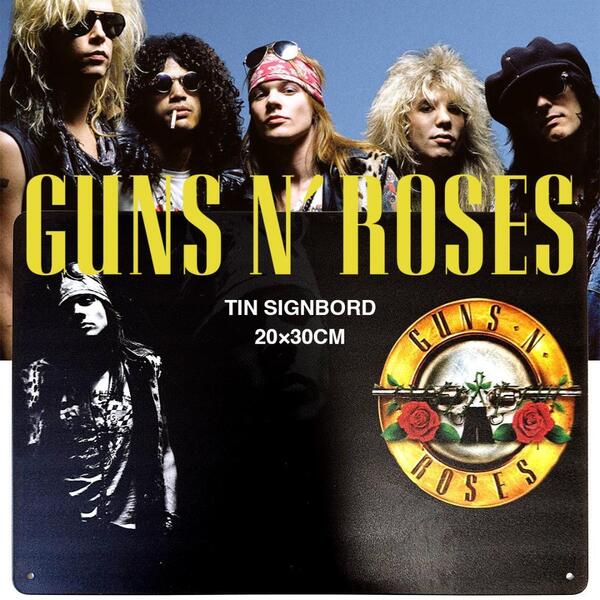 GUNS N ROSES ガンズ・アンド・ローゼズ ブリキ看板 20cm×30cm アメリカン雑貨 Rock ロック バンド グランジ オルタナティブ