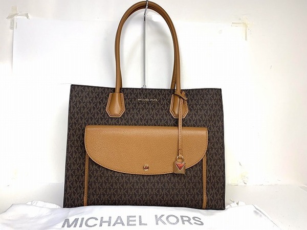 新品同様★送料無料 マイケルコース MICHAEL KORS MK シグネチャー トートバッグ ビジネストート 肩掛け可能