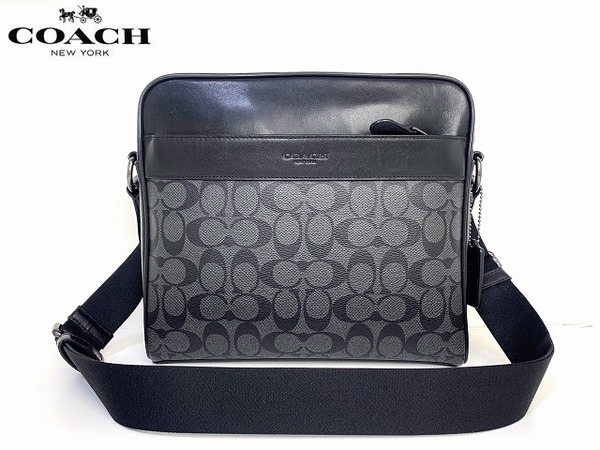 極美品★送料無料★ コーチ COACH メンズ シグネチャー チャールズ カメラバッグ ショルダーバッグ