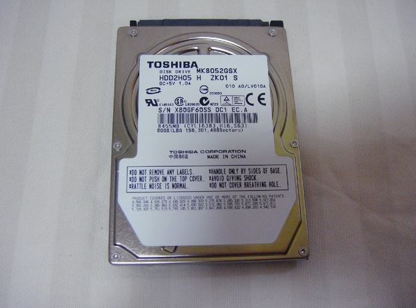 送料無料!美品 動作良好消毒済み●TOSHIBA 東芝 MK8052GSX 2.5インチ 80GB●PS3 CECHL0080GB 取出品③
