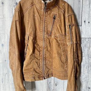 ■ FIELD CORE 伸縮性あり ソフトデニム系 キャメル ブルゾン Lサイズ 胸・腕ポケットあり 作業着 ライダース 薄茶色 黄土色 ワークマン
