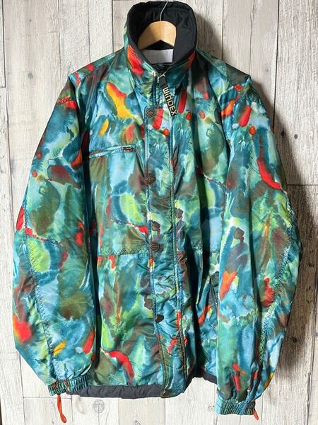 ■オシャレさん必見■ 個性派デザイン WINDEX アート総柄 中綿 アウター ウェア ジャケット 90s 美術 スキー スノーボード ウィンデックス