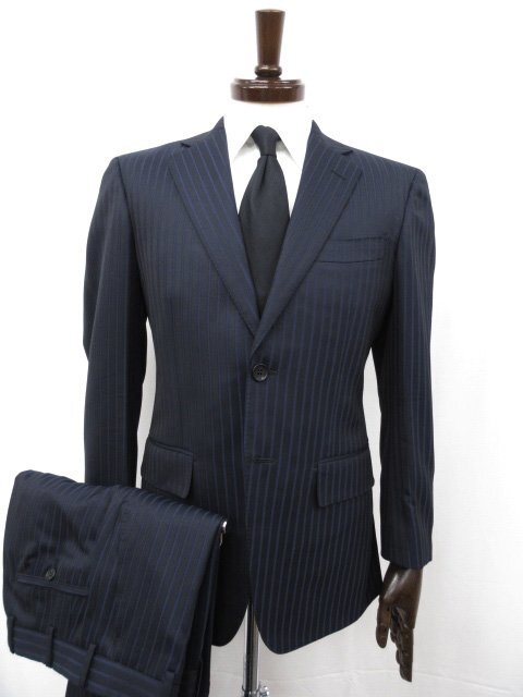 極美品 Scabal スキャバル ウールスーツ3ピースセットアップ 48 紺