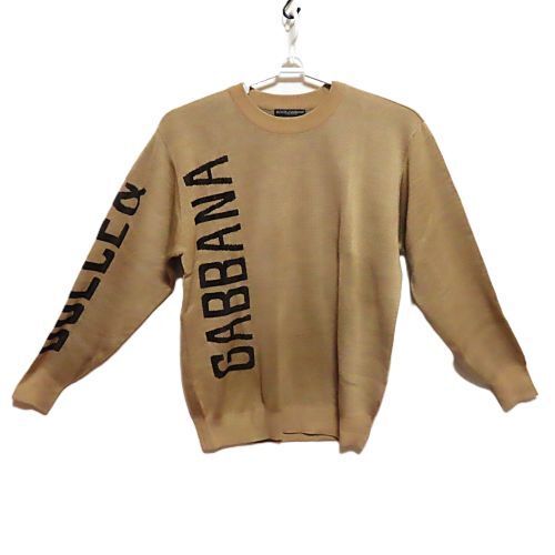 【美品】ドルチェ&ガッバーナ ニット 48 XL相当 ワッペン 刺繍ロゴ カーキ 美品】ドルチェ&ガッバーナ ニット 48 XL相当 ワッペン 刺繍