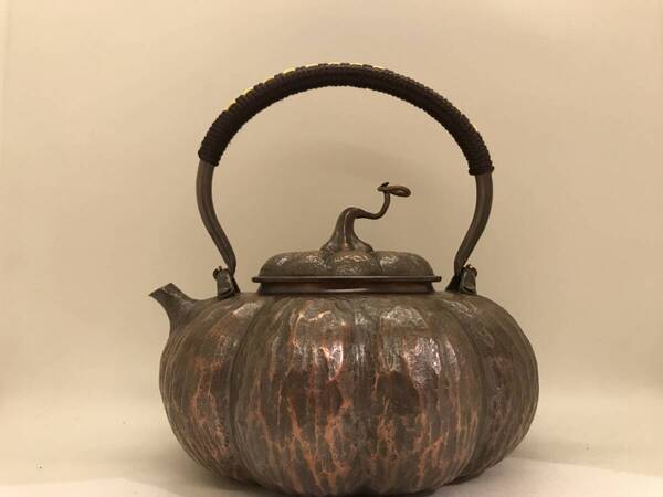 純銅 松榮堂 南瓜湯沸 煎茶道具