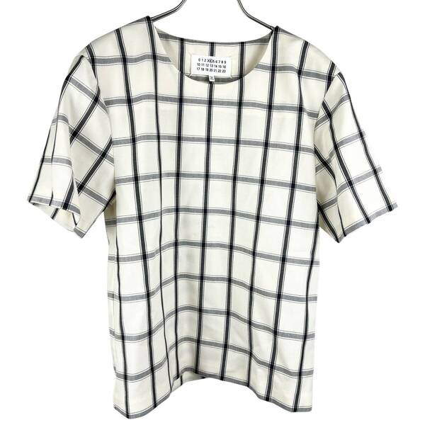 【20%OFF】Maison Margiela(メゾン マルジェラ) Check Designmes Collarless T Shirt (beige)