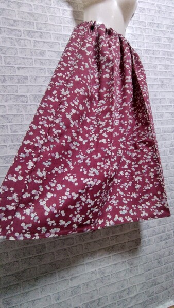 花着物リメイク マキシスカート ロングスカート ゴムスカート ハンドメイド 花柄 スカート