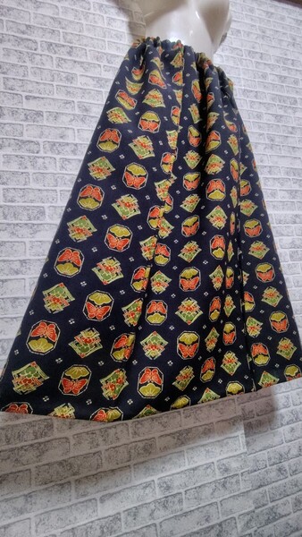 着物リメイク マキシスカート ロングスカート ゴムスカート ハンドメイド スカート