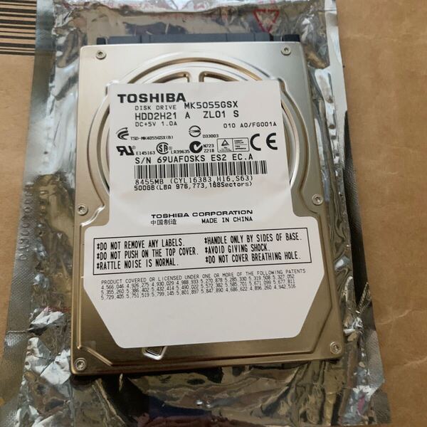 正常357回2979時間 Toshiba MK5055GSK 500 GB 2.5インチ SATA HDD