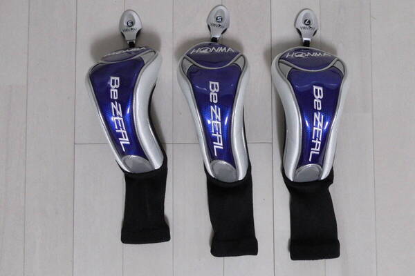 新品 送料無料 3個セット HONMA Be ZEAL フェアウェイウッド用 FW ヘッドカバー ブルー ホンマ ビジール 本間