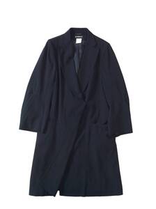 ANN DEMEULEMEESTER アンドゥムルメステール ウール デザイン コート ベルテッドコート ジャケット 黒 ブラック チェスターコート 42