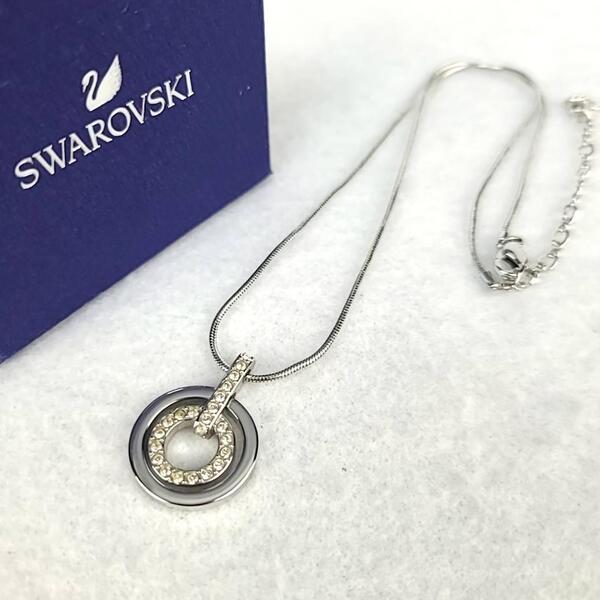 ●美品◎スワロフスキー SWAROVSKI ネックレス サークル ダブルリング パヴェ