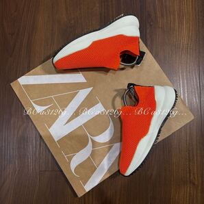 新品 ZARA メッシュスリッポン 23.0cm 35 ORANGE レディース ザラ スニーカー シューズ やや厚底 脚長 細見え 蛍光色 タグ付 1422/001/621
