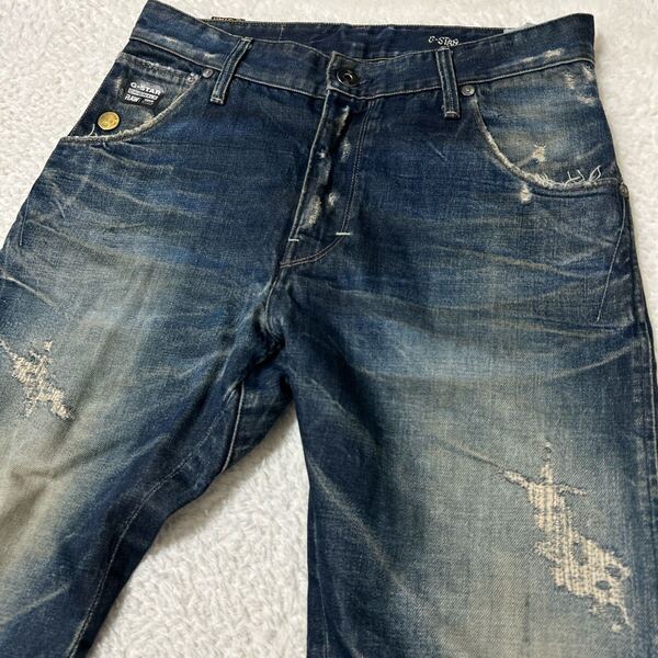 イタリア製 G-STAR RAW W30 ARC 3D LOOSE TAPERED 立体裁断デニムパンツ ジーンズ ダメージ加工 リペア加工