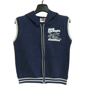 ☆BEAR SURF BOARDS フードベスト ジップ 130 子供服 キッズ kids フード付き サーフ ネイビー 紺 女の子 ロゴ ジップアップ ☆