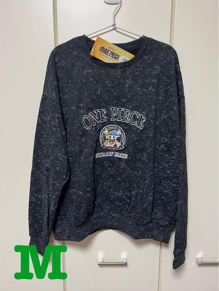 新品 ONE PIECE フロント刺繍 スウェット ブラック M