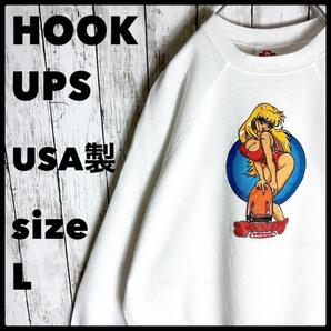 HOOK UPS アニメプリント スウェット USA製 90s ヴィンテージ古着 スケーター