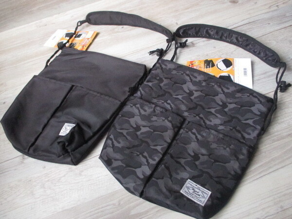 2個セット★新品 人気の サコッシュ 小型 ショルダー バッグ 普段使い サイクリング 旅行 HEAD SOUTH 未使用 黒/ブラック/カモフラ/迷彩 2