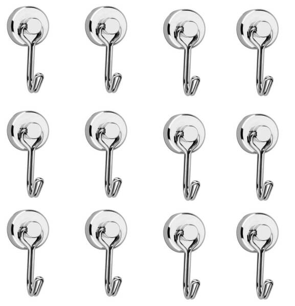【12個セット 直径20mm】マグネットフック 磁石付き ステンレス製 シルバー防錆 KNG20