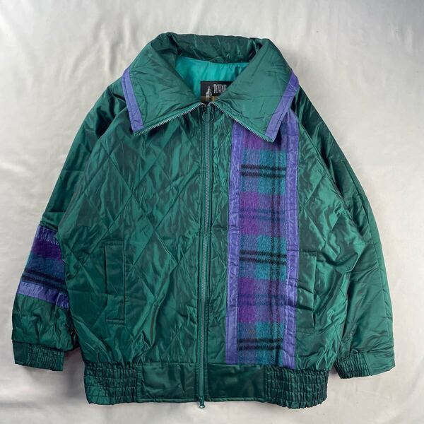 US Vintage 90-00s? TOWNE by LONDON FOG ボリュームネック 立体 キルティング 光沢 フリース レトロ 短丈 ショート丈 ブルゾン ジャンパー