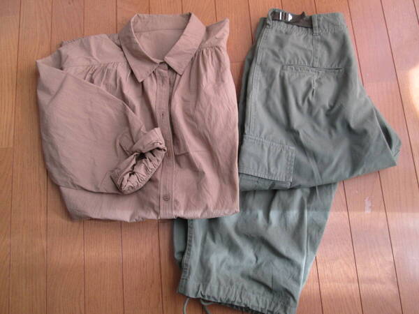 B.C STOCK購入 SIMPLICITE2点で☆ワイドバルーンカーゴパンツ&ギャサーのかわいいシャツブラウス 着用2回程度の美品です
