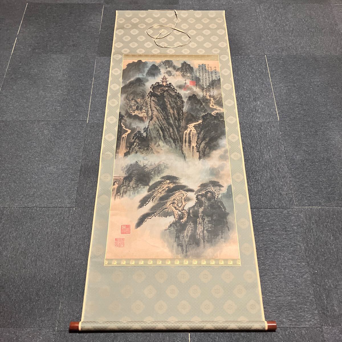 掛軸 中国 中国画 書 紙本 山水 箱無 同梱可能 No.2921