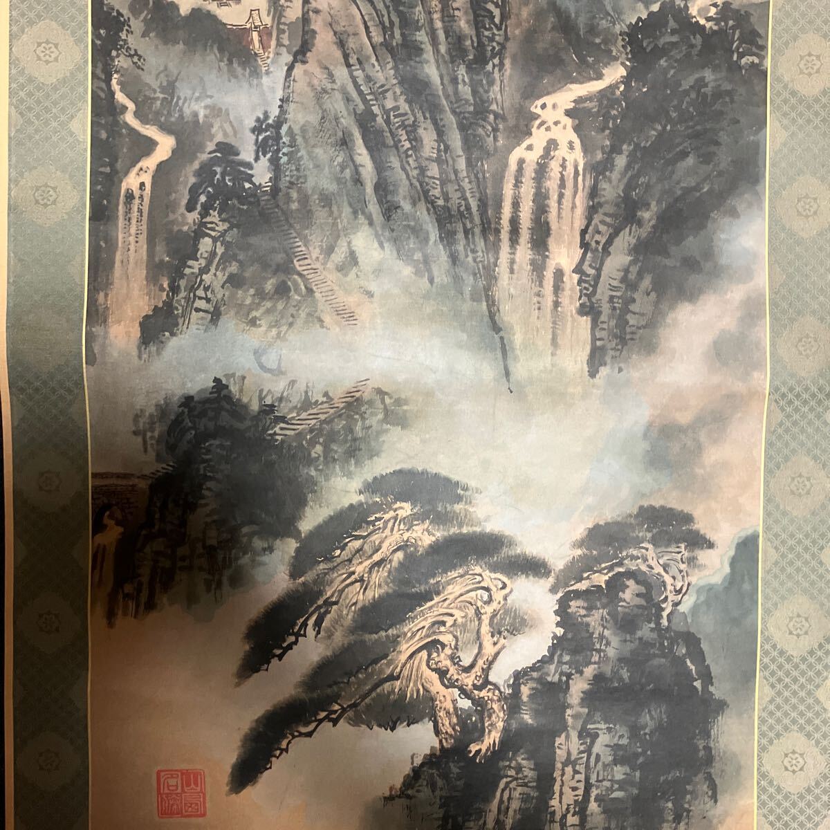 掛軸 中国 中国画 書 紙本 山水 箱無 同梱可能 No.2921