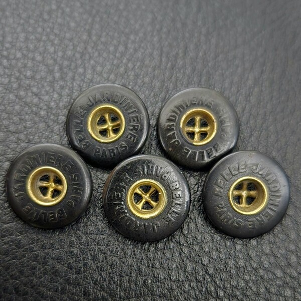 belle jardiniere ベル ジャルディニエール メタルボタン フランス サスペンダー アンティーク ヴィンテージ metal button 5個