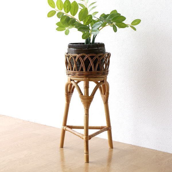 古道具ビンテージ品◾️籐ラタン製 花台 / フラワースタンド