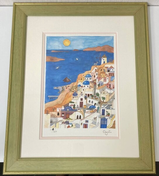 クリーヴ 「サントリーニ島」 ジクレー版画 10?/350 直筆サインあり フランス