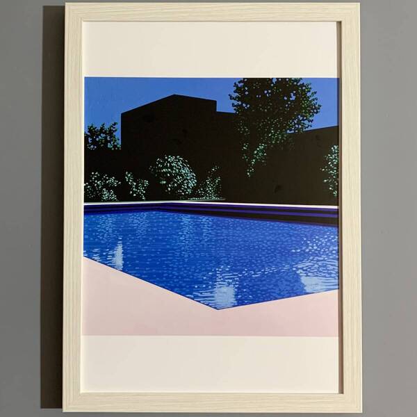■永井博■「TROPICAL MODERN #2」/A4額装品/プール/貴重イラスト/印刷物/インテリア G2488