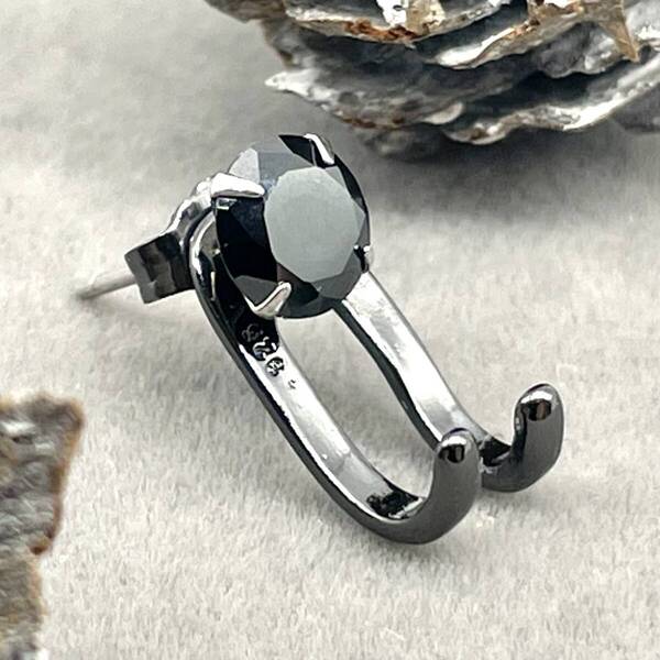 クロー ジルコニア スタッドピアス ◆ キャッチピアス メンズ シルバー925 20G BB 新品 人気 未使用 ストリート カジュアル 【PN257-9】