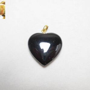 I089*ペンダントトップ* K18 オニキス ハート型ペンダントトップ 【送料込】