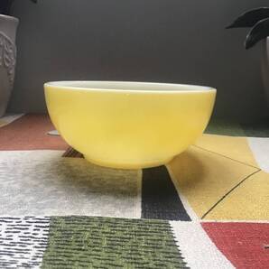 【送料込 1951-61】優良品 Vintage 50s Fire-King 5” シリアル フルーツ ボウル チリ スープ MGM イエロー 焼き付 耐熱ガラス レトロ 食器