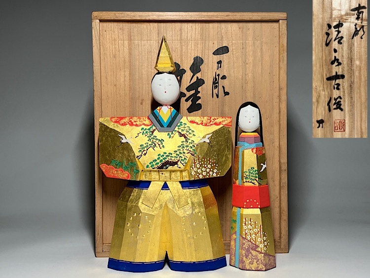 ☆奈良 一刀彫 宗伸作 立雛の柱掛け H63cm 箱無 壁掛 お雛飾り ☆奈良 一刀彫 宗伸作 立雛の柱掛け H63cm 箱無 壁掛 お雛飾り