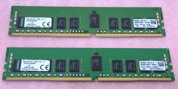 ΦKingston KVR21R15S4/8HA 2枚セット *PC4-17000/DDR4-2133 SK hynixチップ ECC REG/Registered 288Pin DDR4 RDIMM 16GB(8GB x2) 動作品