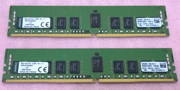 ◆Kingston KVR21R15S4/8HA 2枚セット *PC4-17000/DDR4-2133 SK hynixチップ ECC REG/Registered 288Pin DDR4 RDIMM 16GB(8GB x2) 動作品