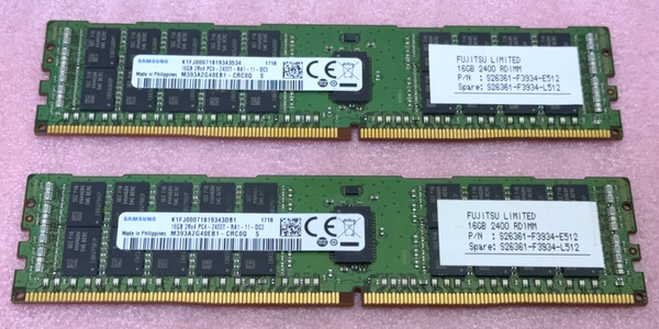 ◎Samsung M393A2G40EB1-CRC0Q 2枚セット *PC4-19200/DDR4-2400/PC4-2400T ECC REG/Registered 288Pin DDR4 RDIMM 32GB(16GB x2) 動作品
