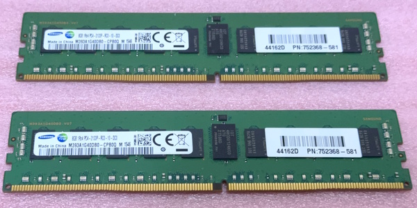 ★Samsung M393A1G40DB0-CPB0Q 2枚セット - PC4-17000/DDR4-2133/PC4-2133P ECC REG/Registered 288Pin DDR4 RDIMM 16GB(8GB x2) 動作品