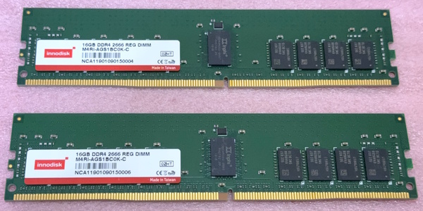 ○innodisk M4RI-AGS1BC0K-C 2枚セット *PC4-21300/DDR4-2666 Samsungチップ ECC REG/Registered 288Pin DDR4 RDIMM 32GB(16GB x2) 動作品