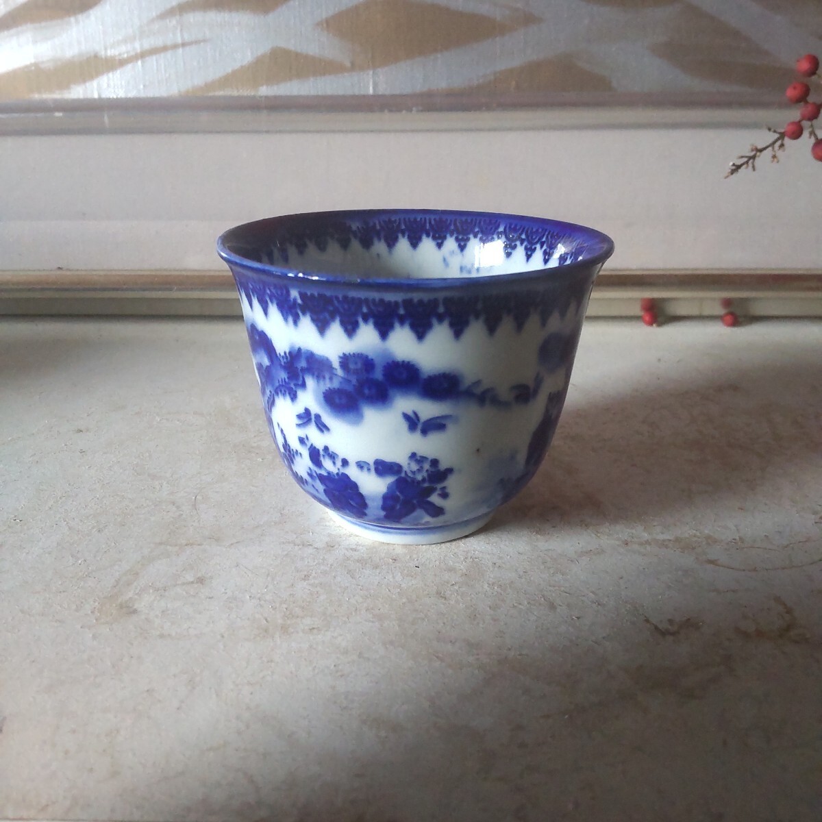 古伊万里 赤絵 鶴宝尽くし 富貴長春 大振り蓋茶碗 - 生活骨董と