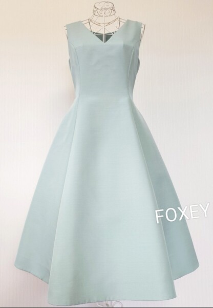 ☆【即決送料無料】FOXEYフォクシーブティックシルクウールドレスワンピースミントグリーン38
